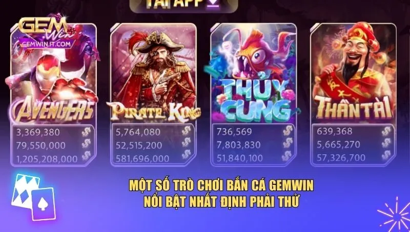Một số trò chơi bắn cá Gemwin nổi bật nhất định phải thử